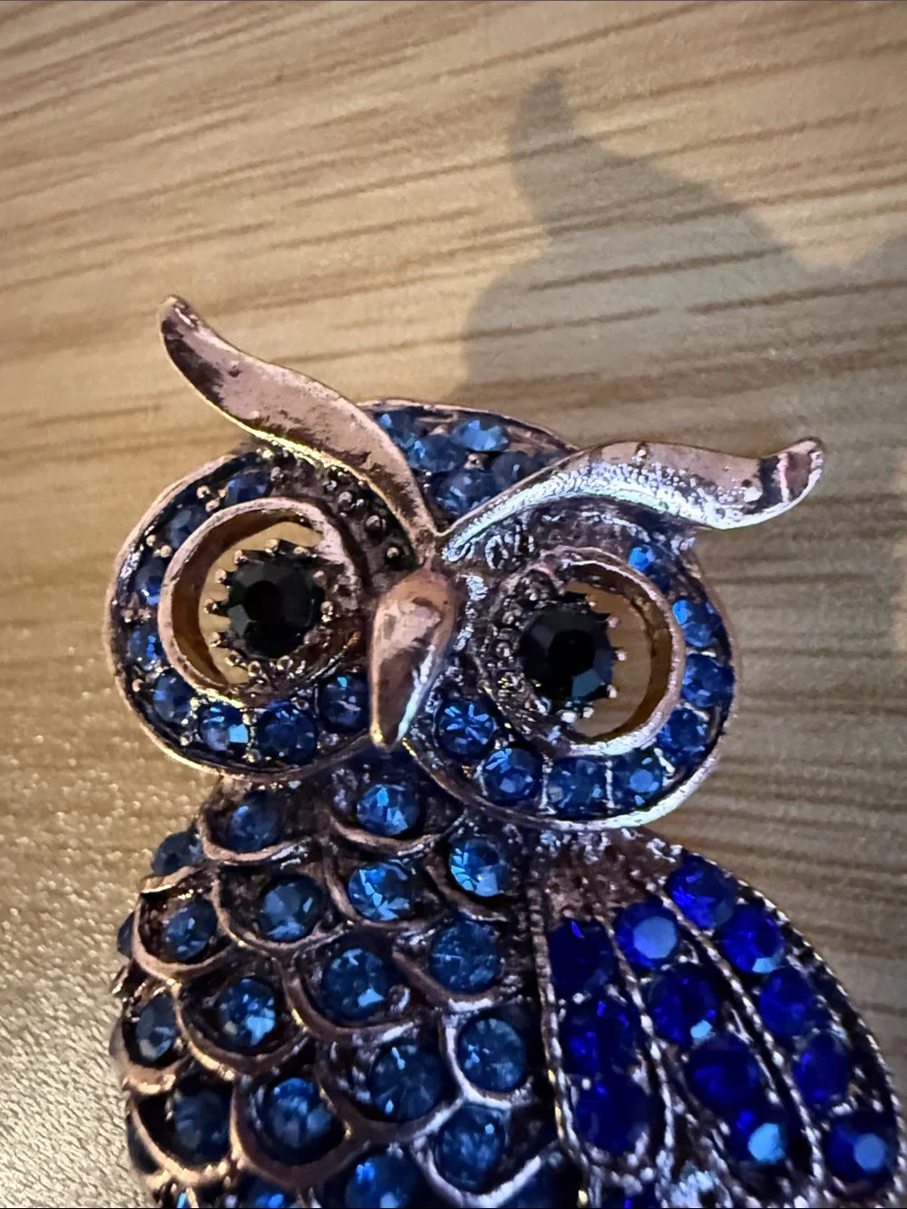 Blue and Silver Owl Brooch Trendy Crystals Lapel Pin